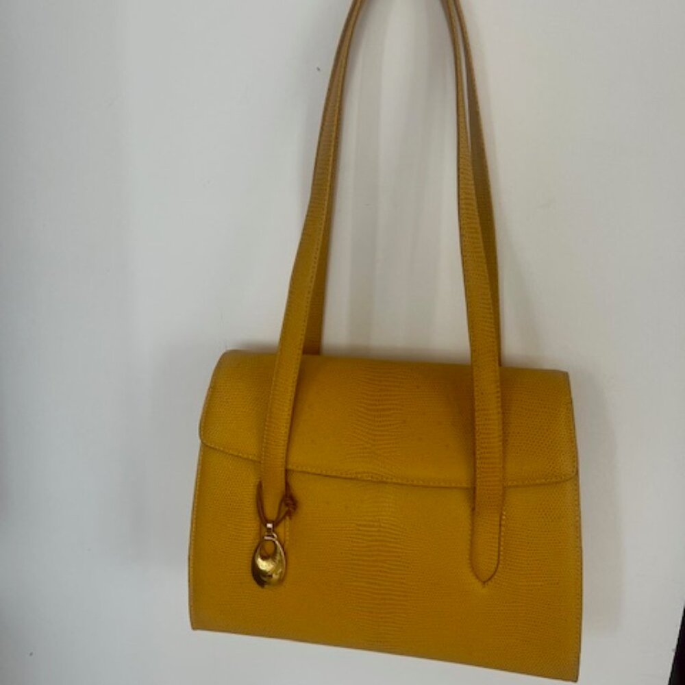 Lamarthe Paris Yellow Handbag Lizard Grained Cowhide